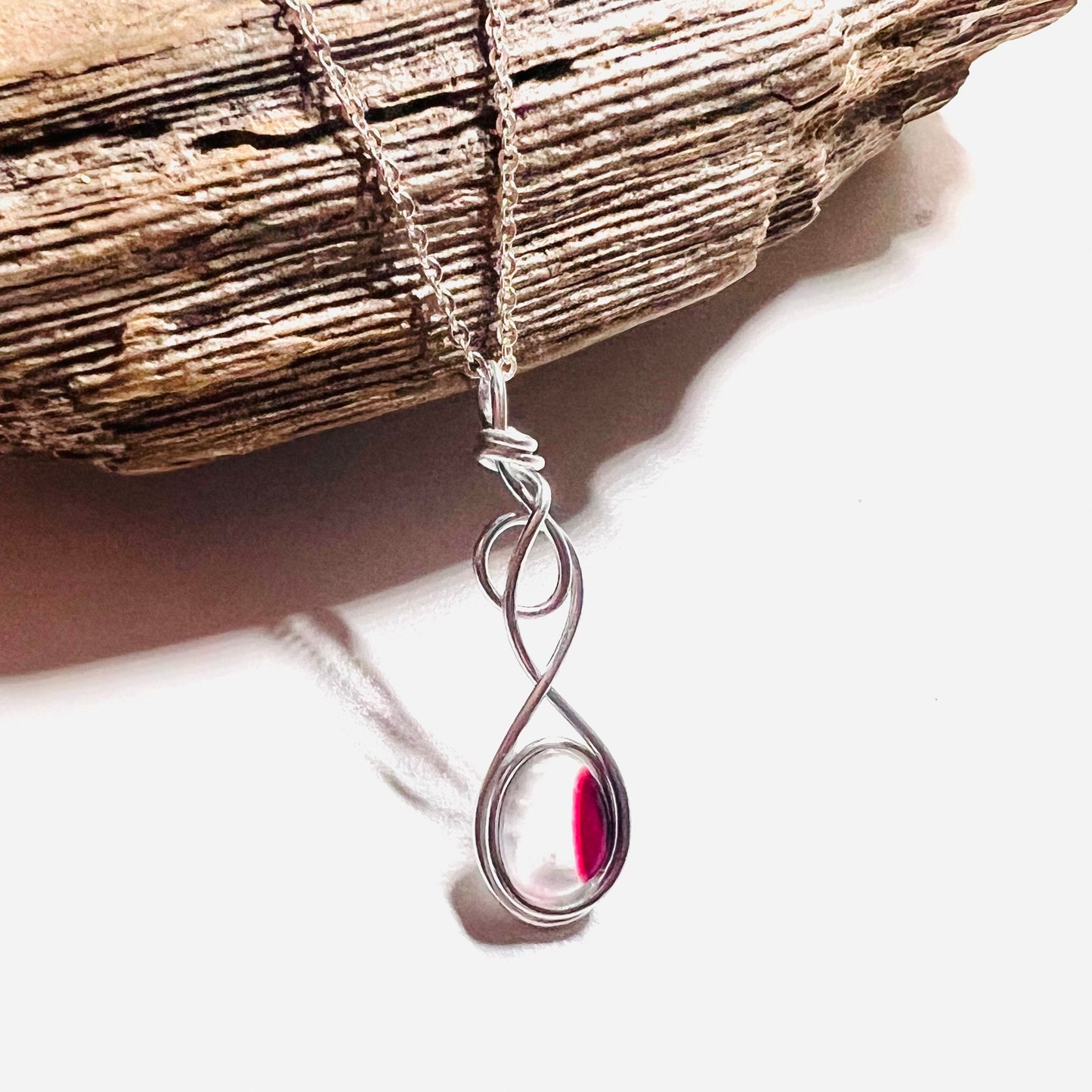 Rare Pink and Purple Seaham Sea Glass pendant