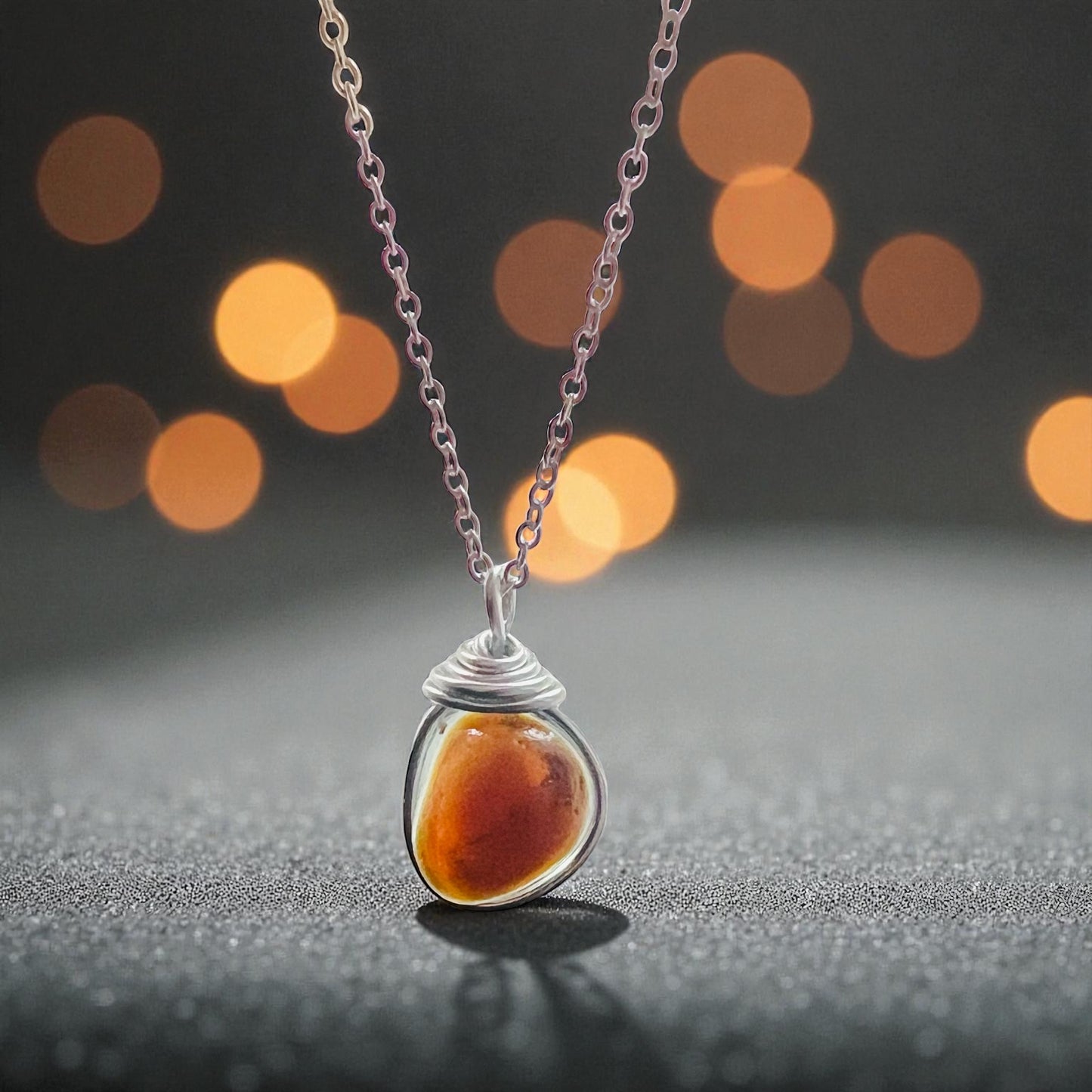 Beautiful Seaham Sea Glass Multi Tone Pendant