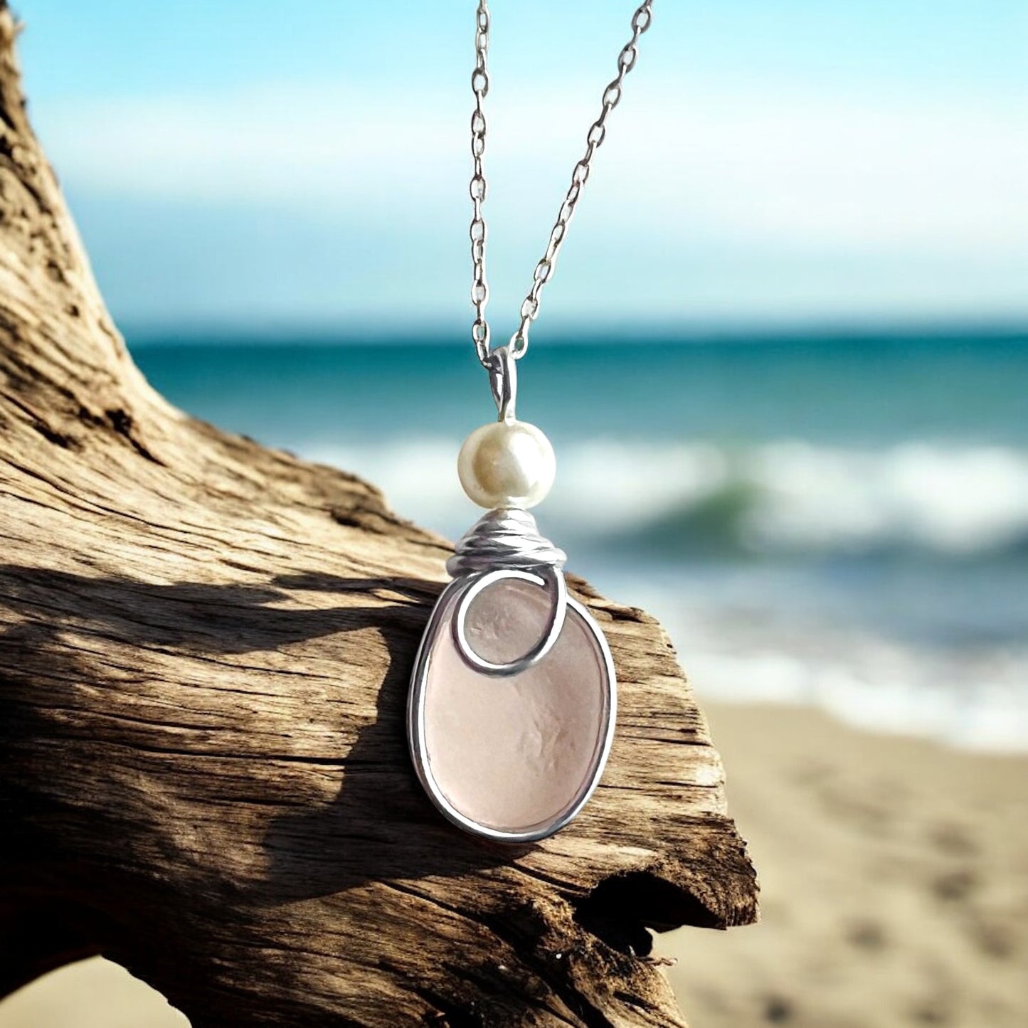 Very Pale Pink Seaham Sea Glass Pendant