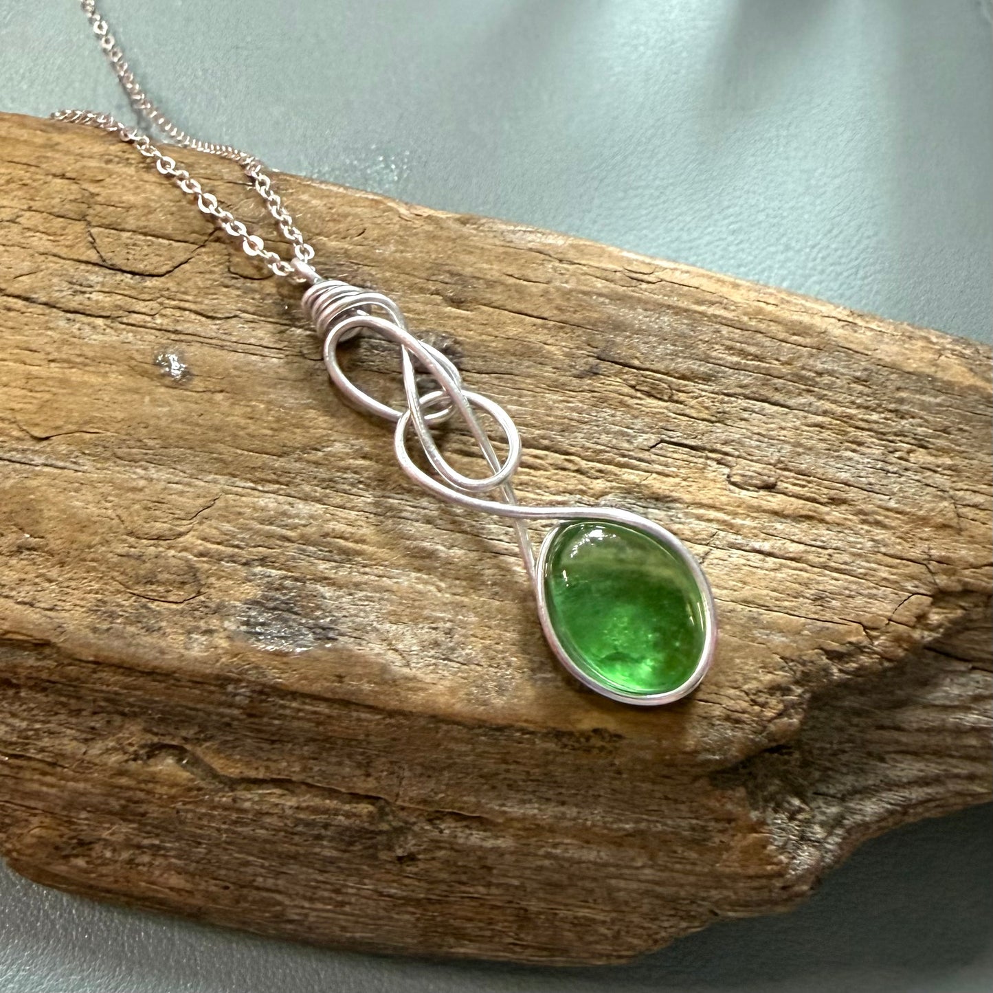 Swirly Green Seaham Sea Glass Pendant