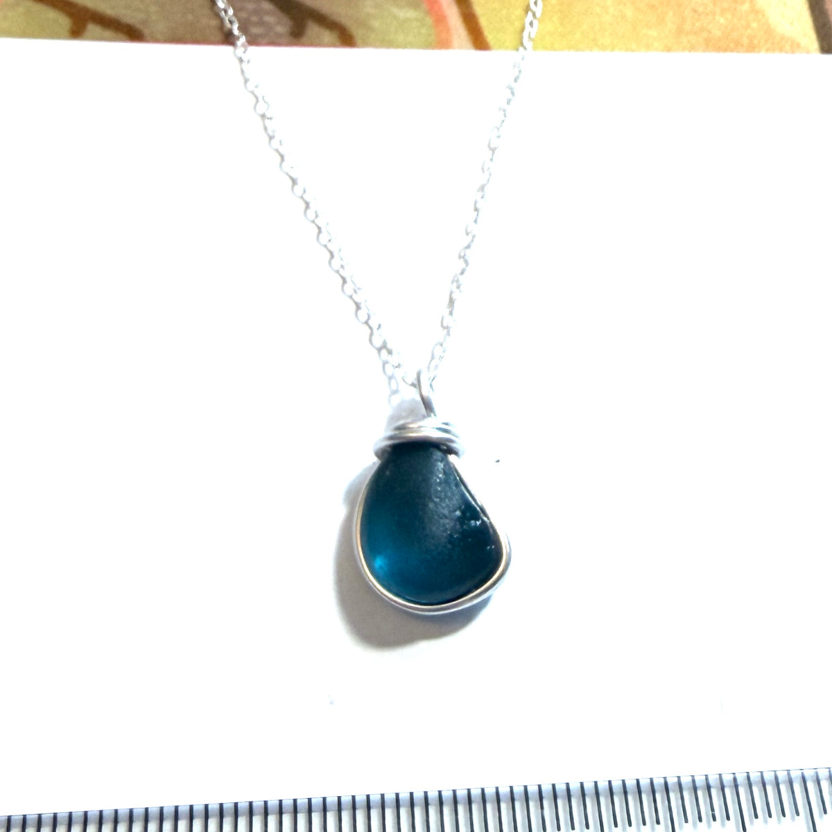 Deep Turquoise Seaham Sea Glass Pendant