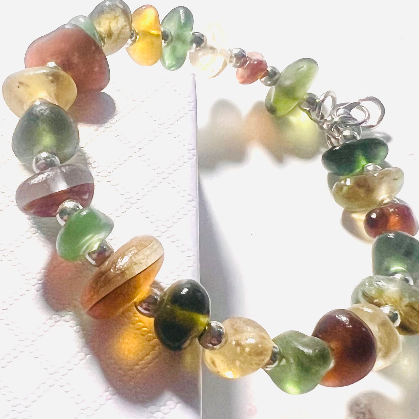 Seaham Sea Glass Autumnal Full Circle Bracelet