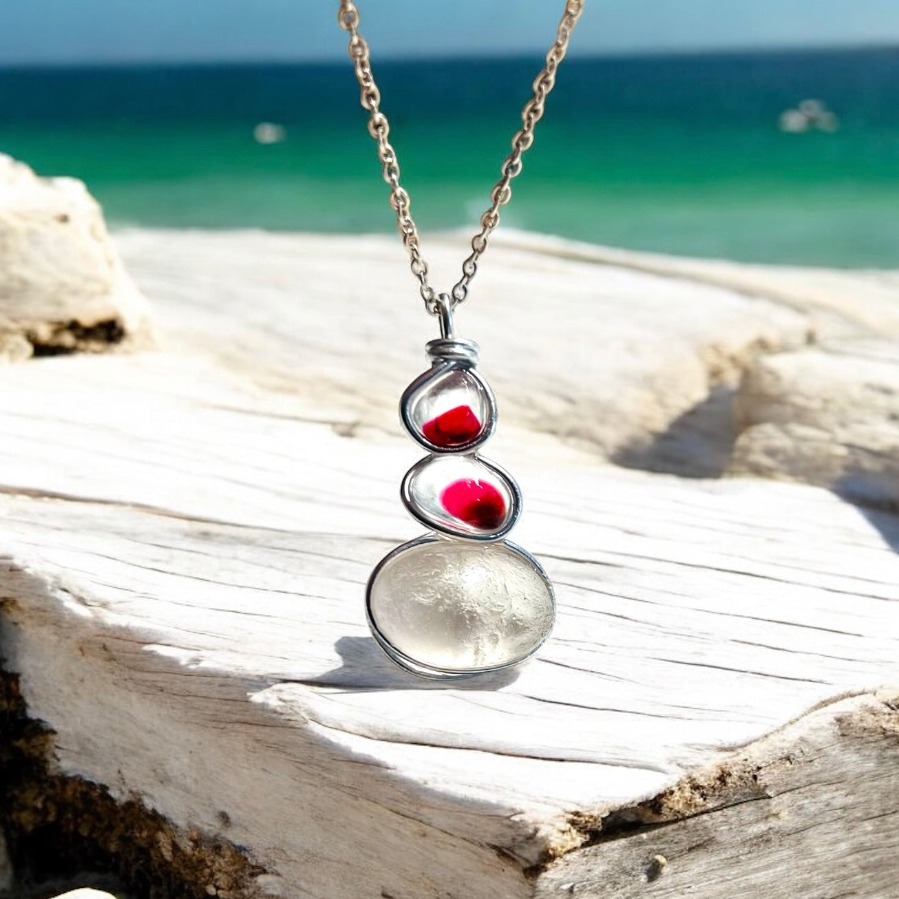 Three Piece Seaham Sea Glass Pendant