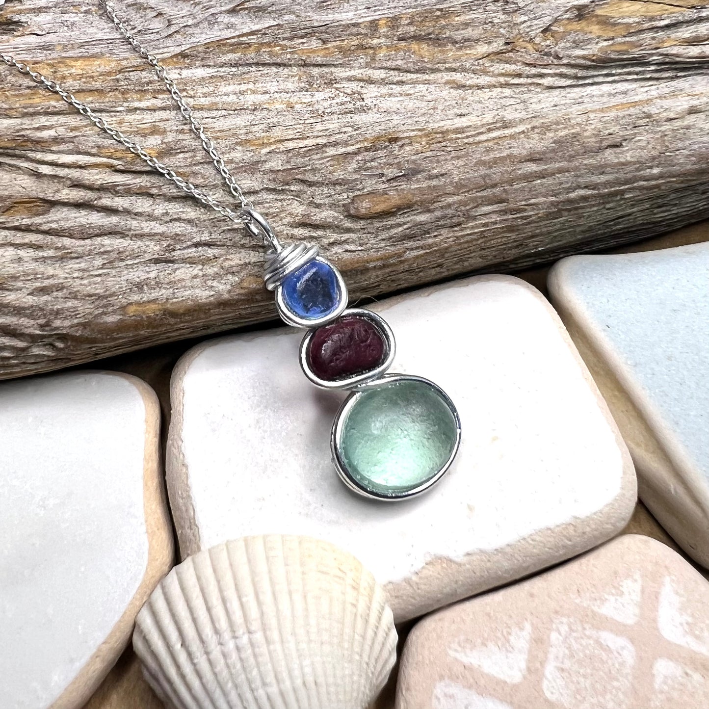 Three Piece Seaham Sea Glass Pendant