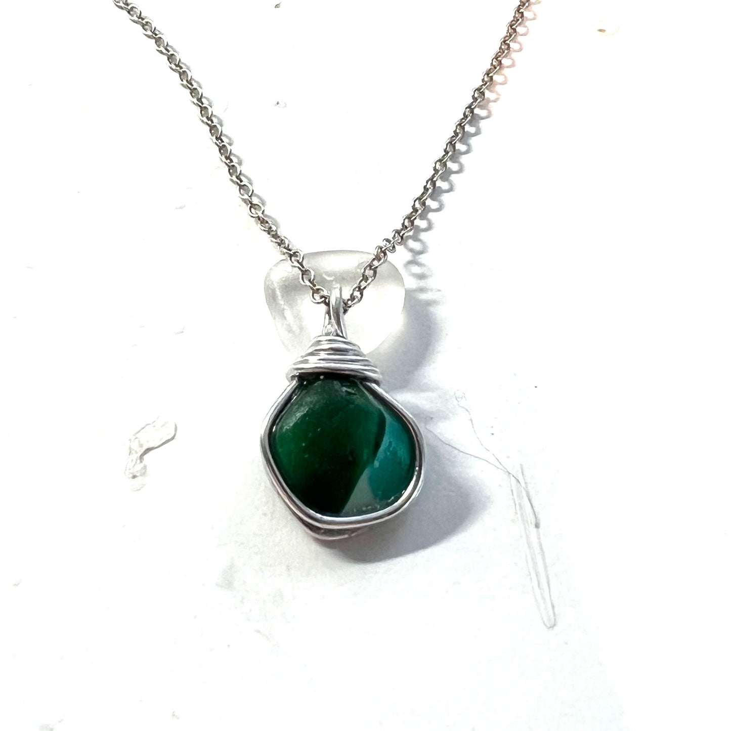 Green and Turquoise Seaham Sea Glass Multi Pendant