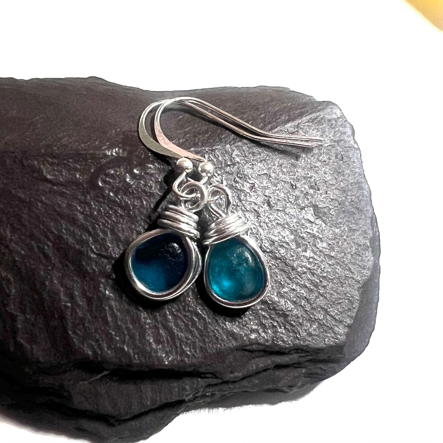 Small Dangly Seaham Sea Glass Earrings