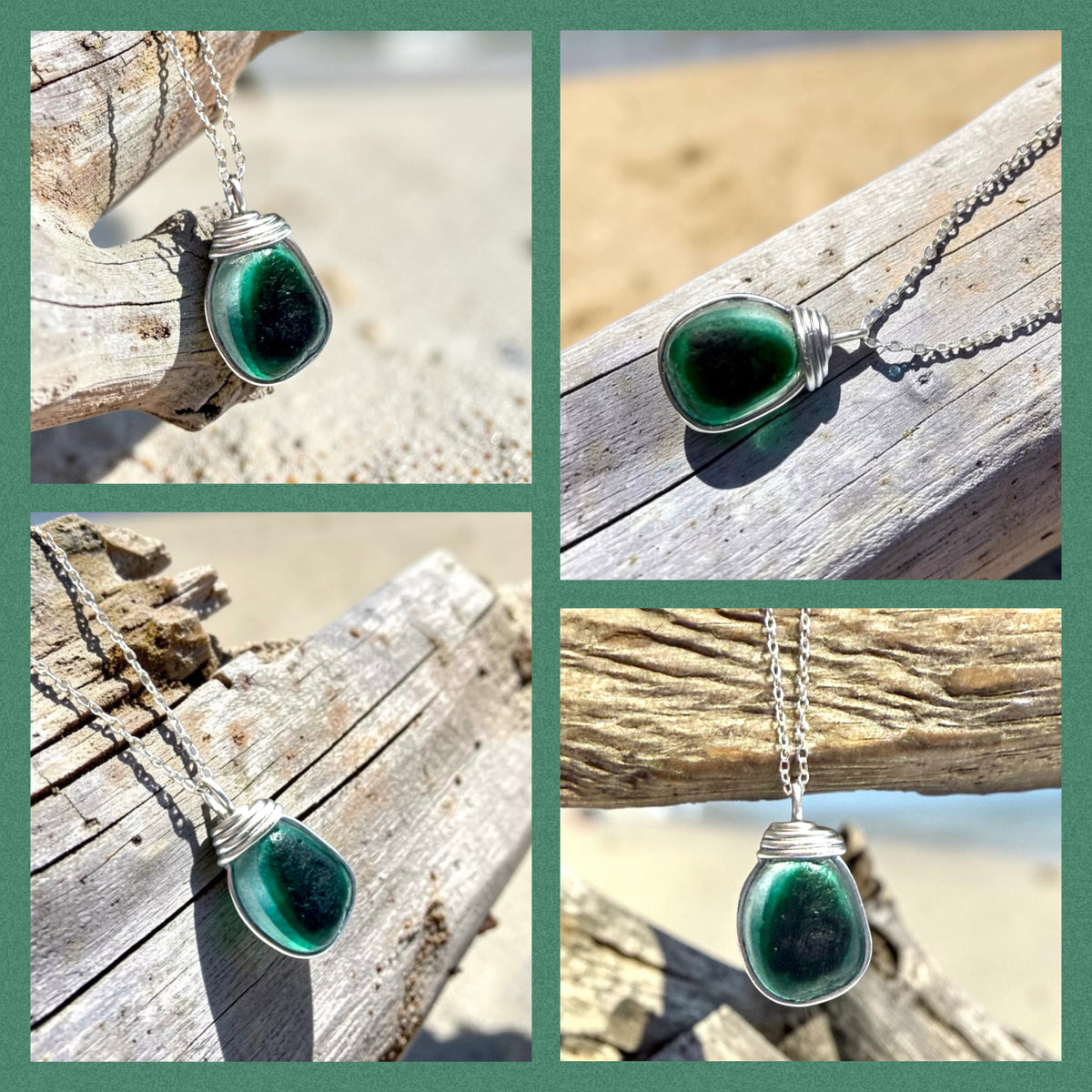 Green Seaham Sea Glass Multi Pendant