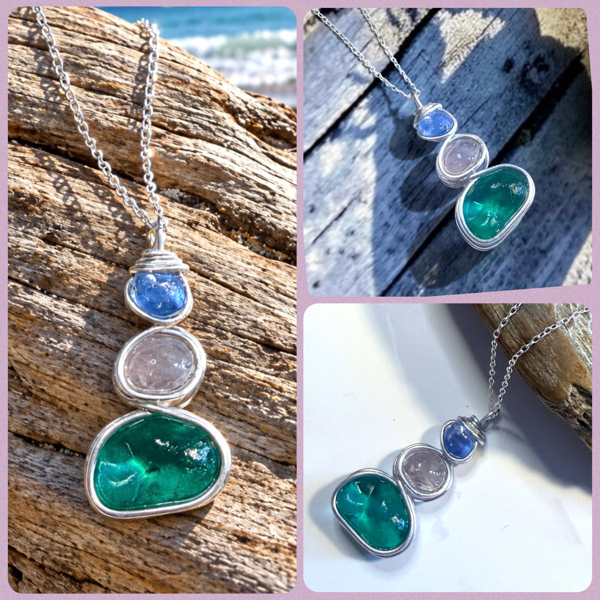 Three Piece Seaham Sea Glass Pendant