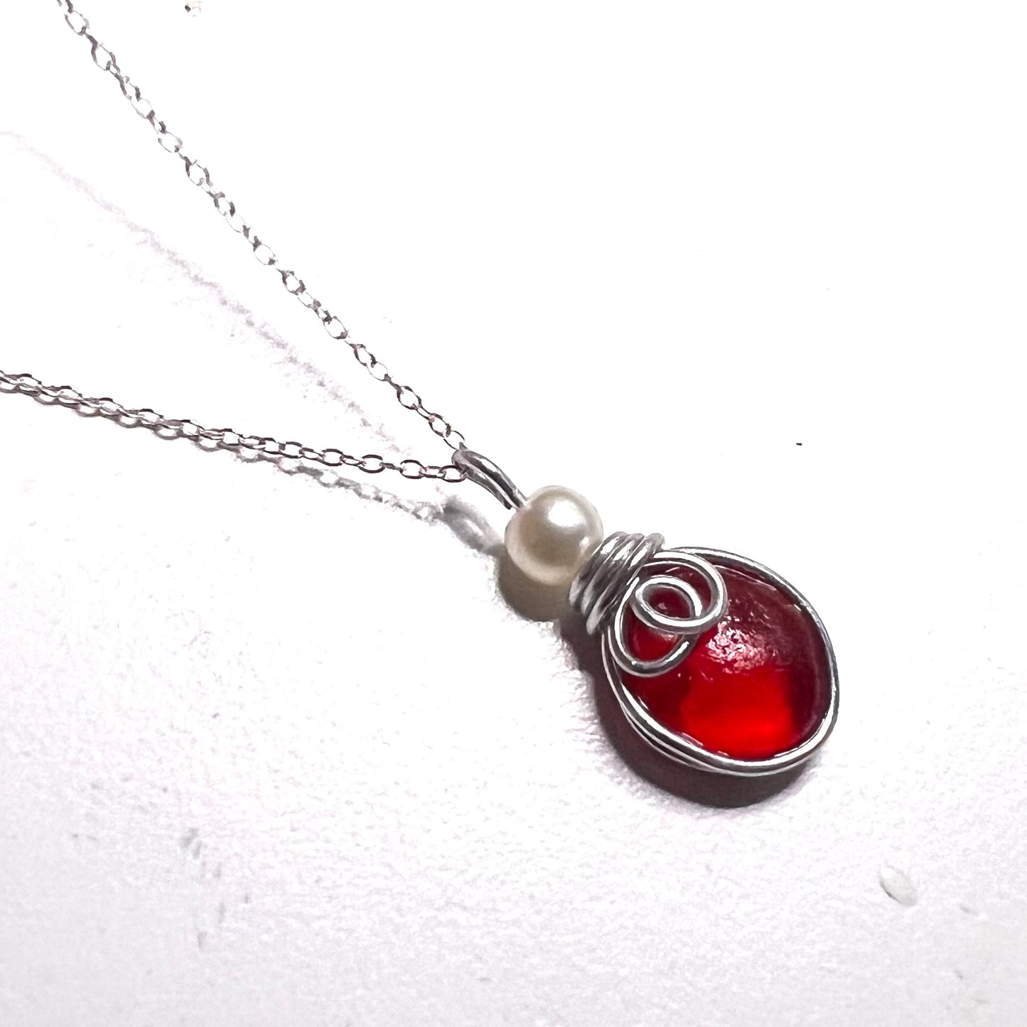 Very Rare Red Seaham Sea Glass Pendant