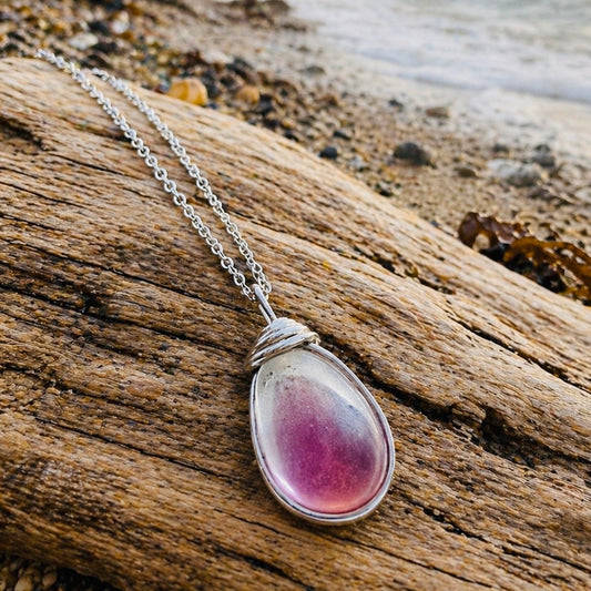 Rare Mauve Purple/Pink tone of Seaham Sea Glass Multi Pendant