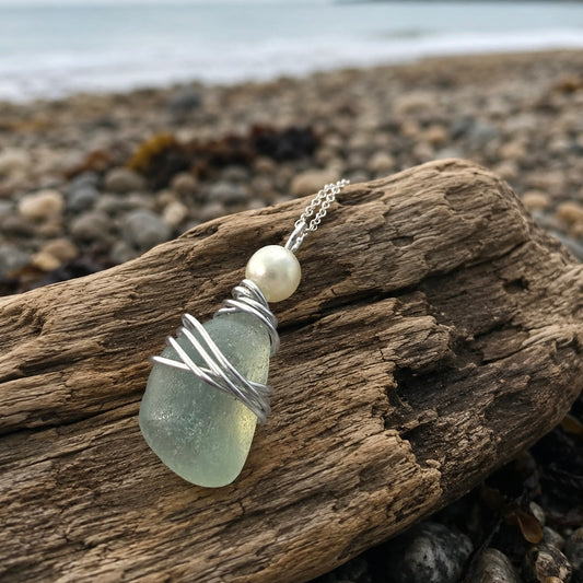 Rare Large Opalescent Seaham Sea Glass Pendant