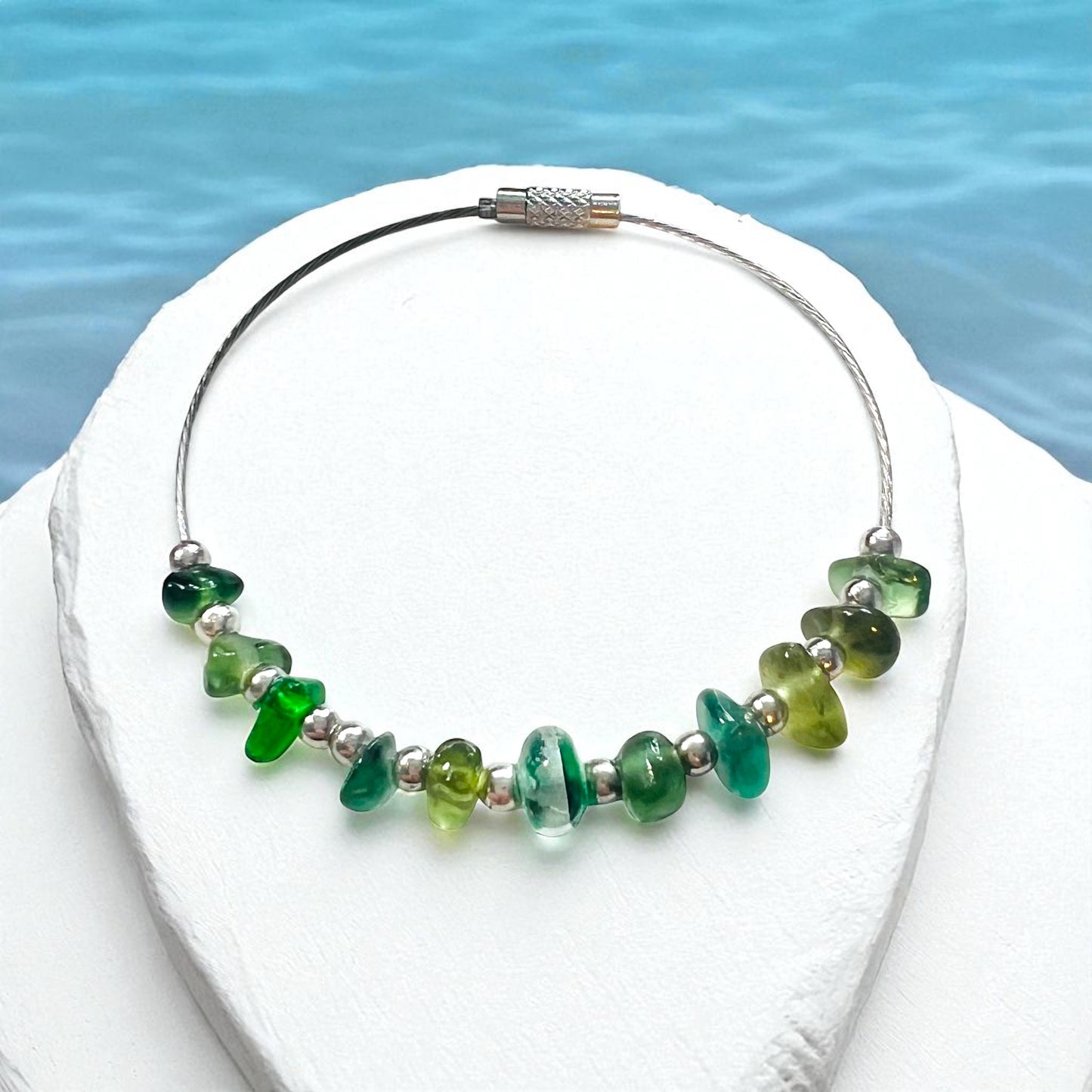 Seaham Sea Glass Mixed Greens Bangle