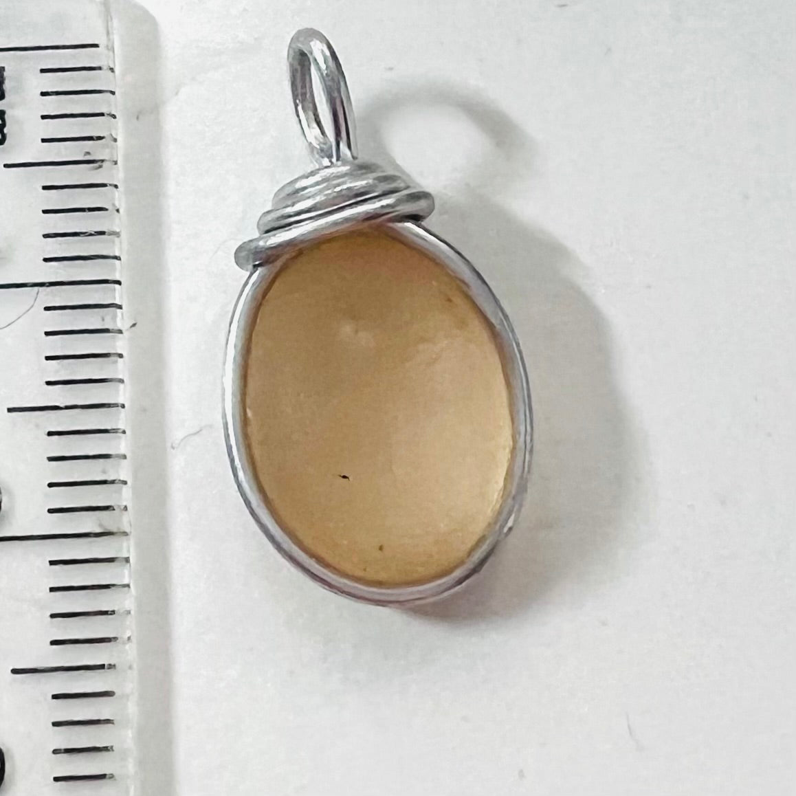 Rare Pale Peach Shade Sea Glass Pendant