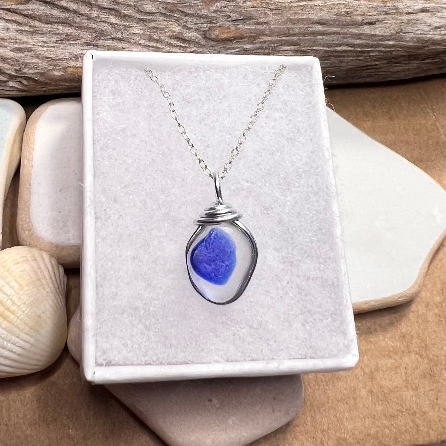 Blue Dot Seaham Sea Glass Multi Tone Pendant