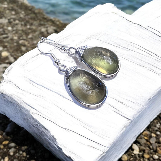 Chunky Seaham Sea Glass Earrings