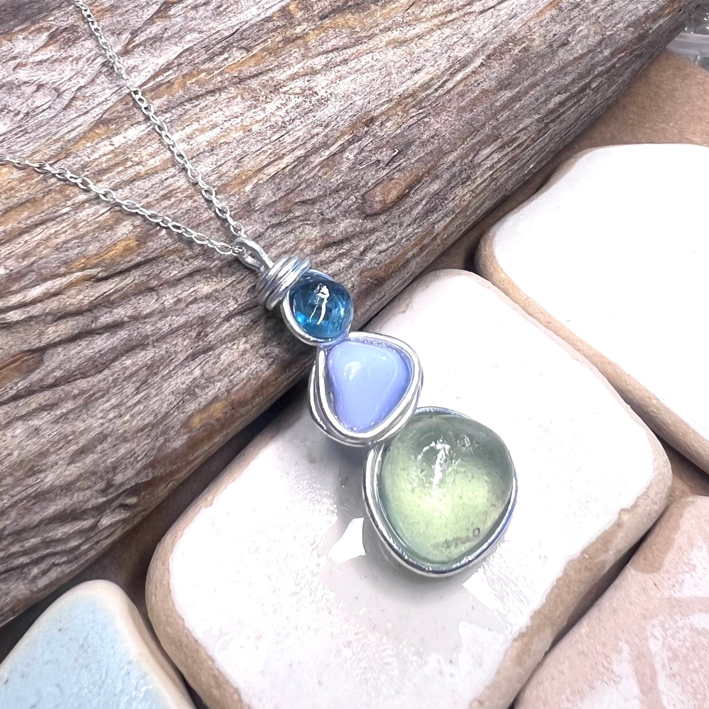 Three Piece Seaham Sea Glass Pendant