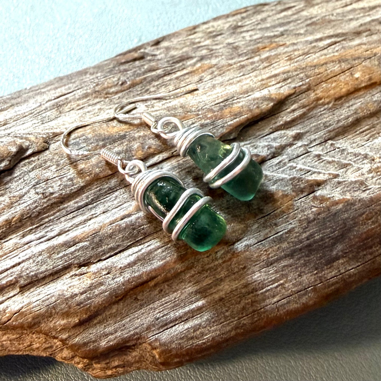 Turquoise Seaham Sea Glass Earrings