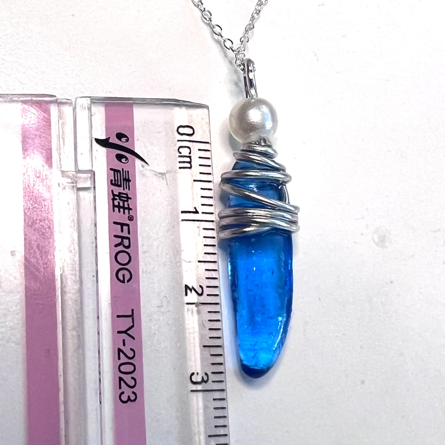 Mid Blue Seaham Sea Glass Pendant