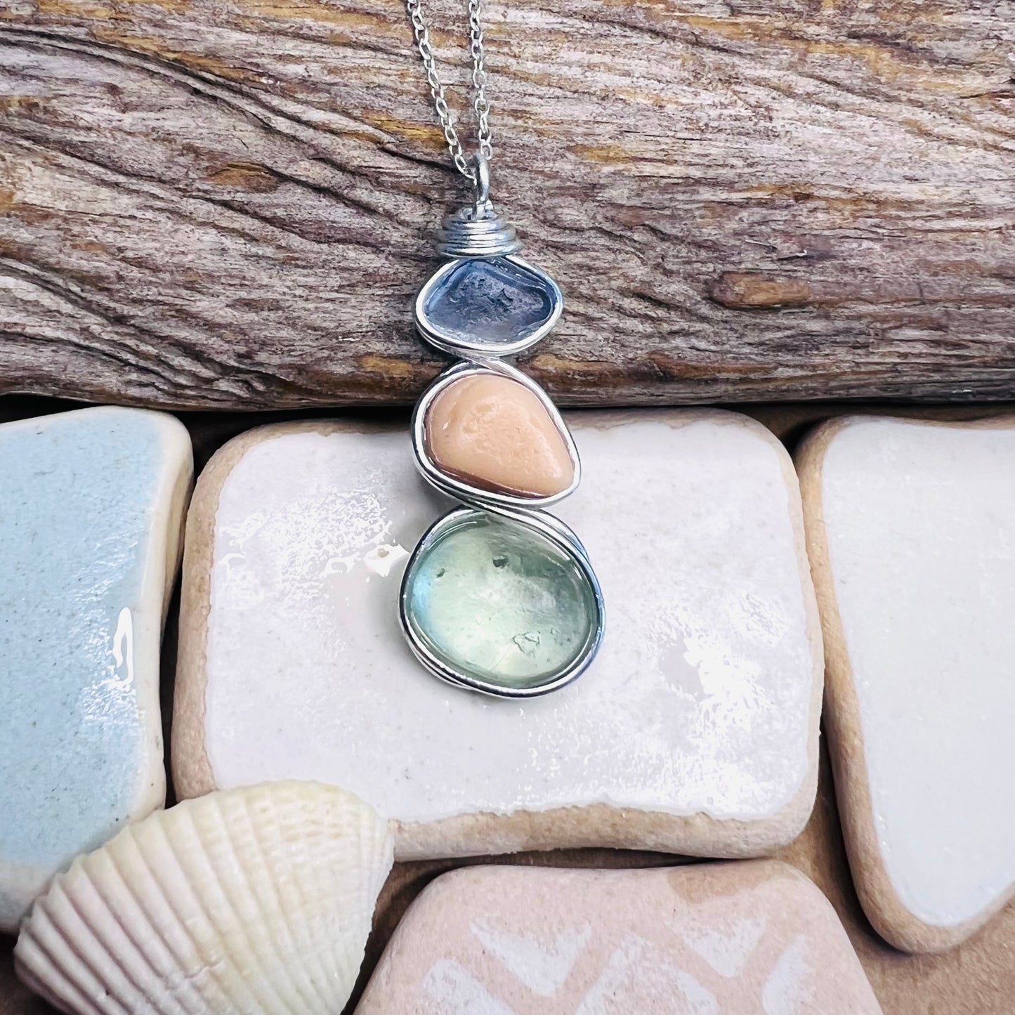 Three Piece Seaham Sea Glass Pendant