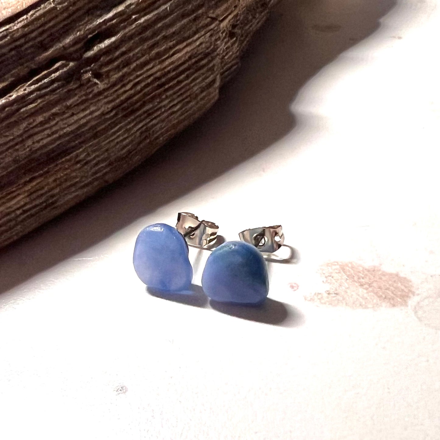 Kent Milky Sea Glass Stud Earrings