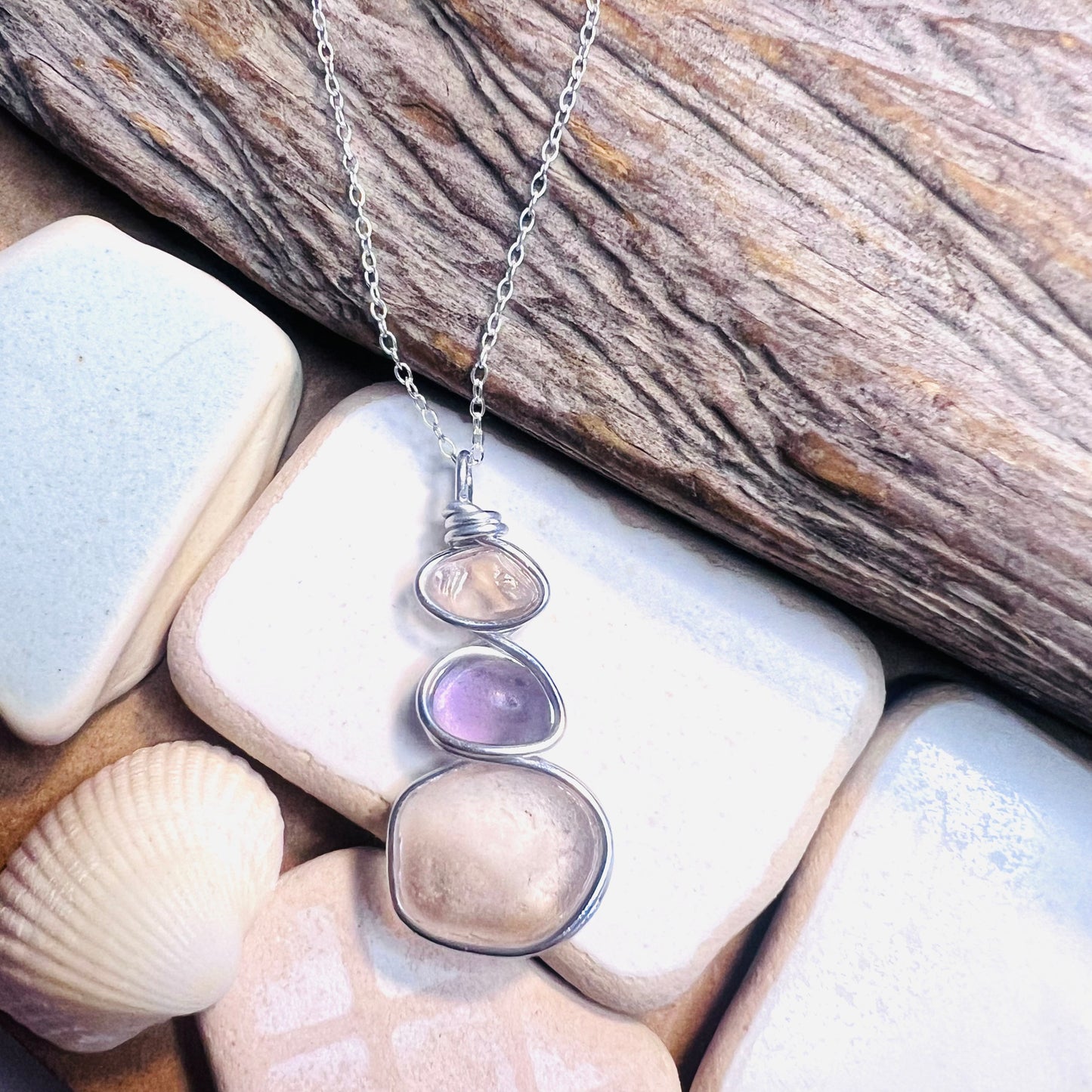 Three Piece Seaham Sea Glass Pendant