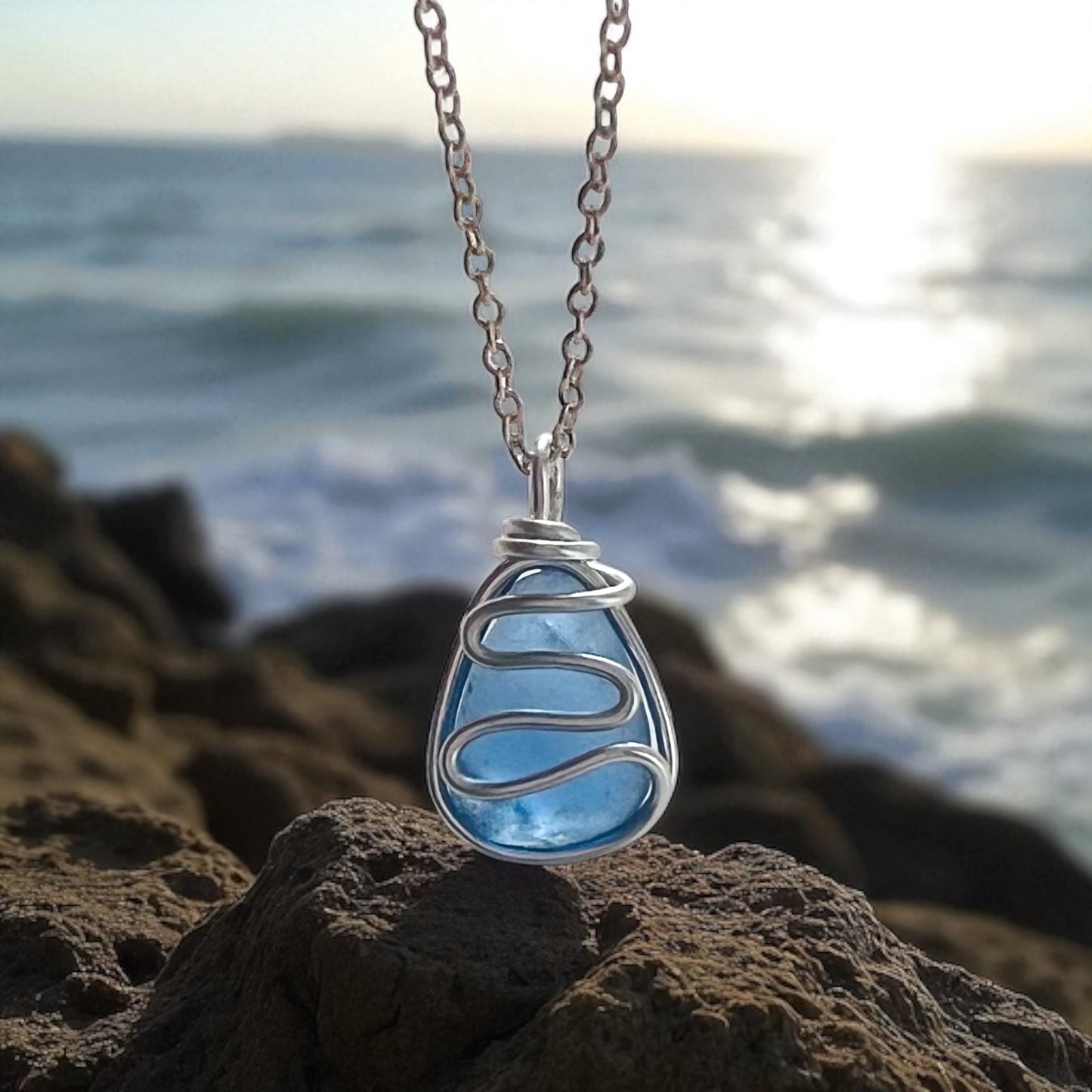 Blue Waves Seaham Sea Glass Pendant