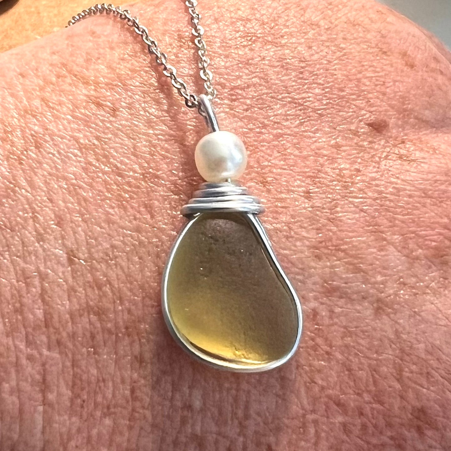 Rare Sunny Yellow Sea Glass Pendant