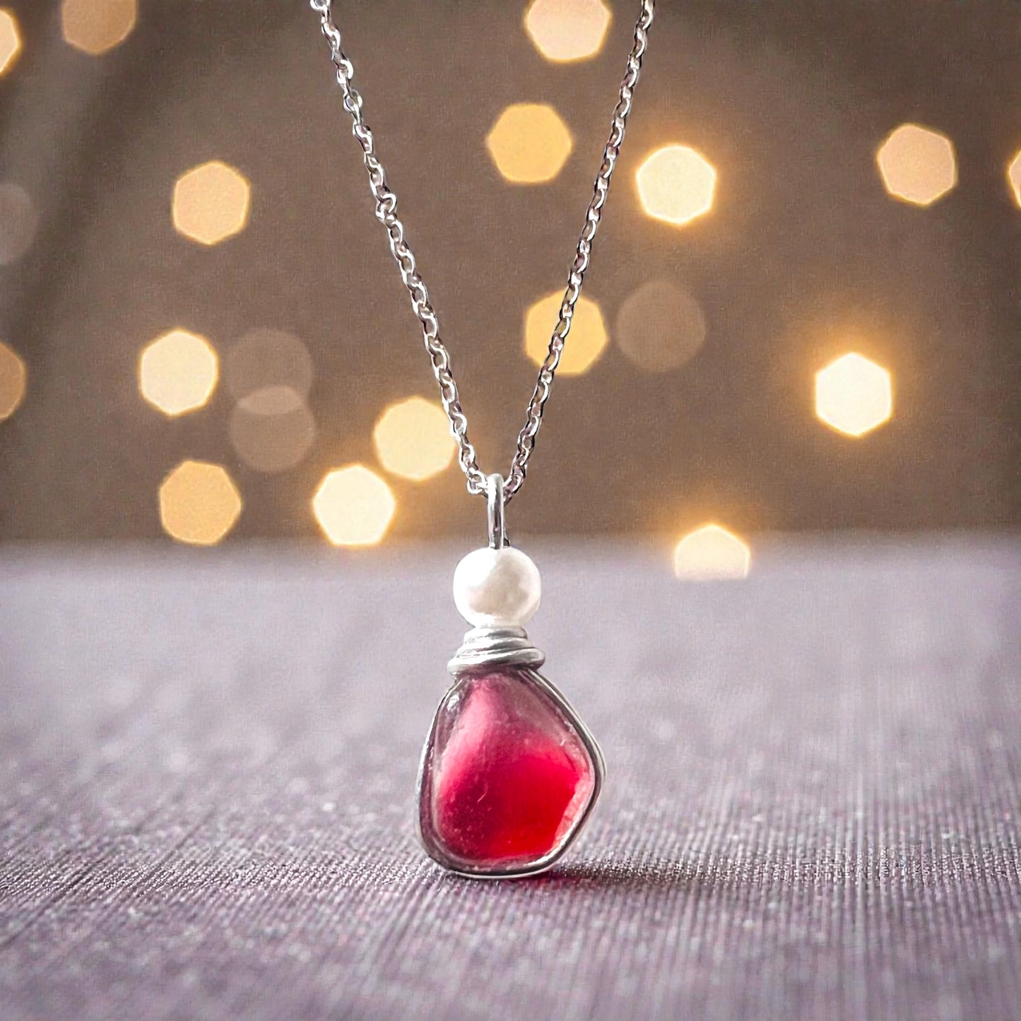 Canary Island Rare Pink Multi Sea Glass Pendant