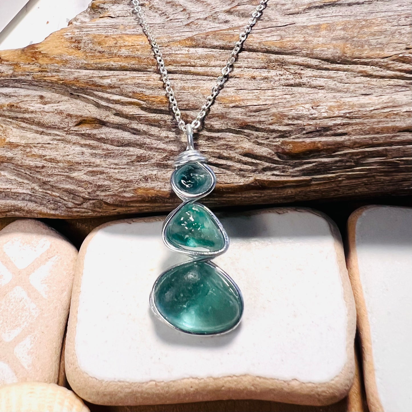 Three Piece Seaham Sea Glass Pendant