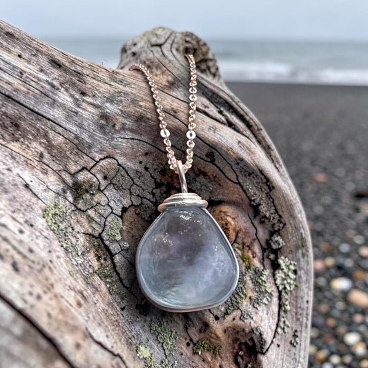 Chunky Pale Blue Seaham Sea Glass Pendant