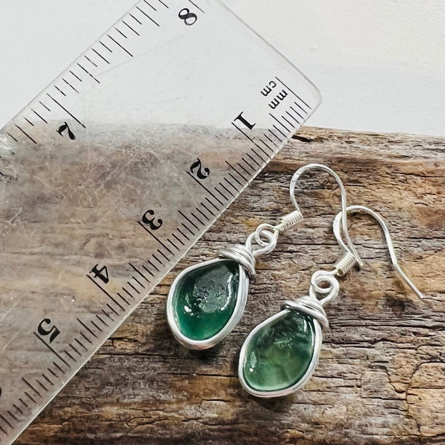 Turquoise Green Seaham Sea Glass Earrings