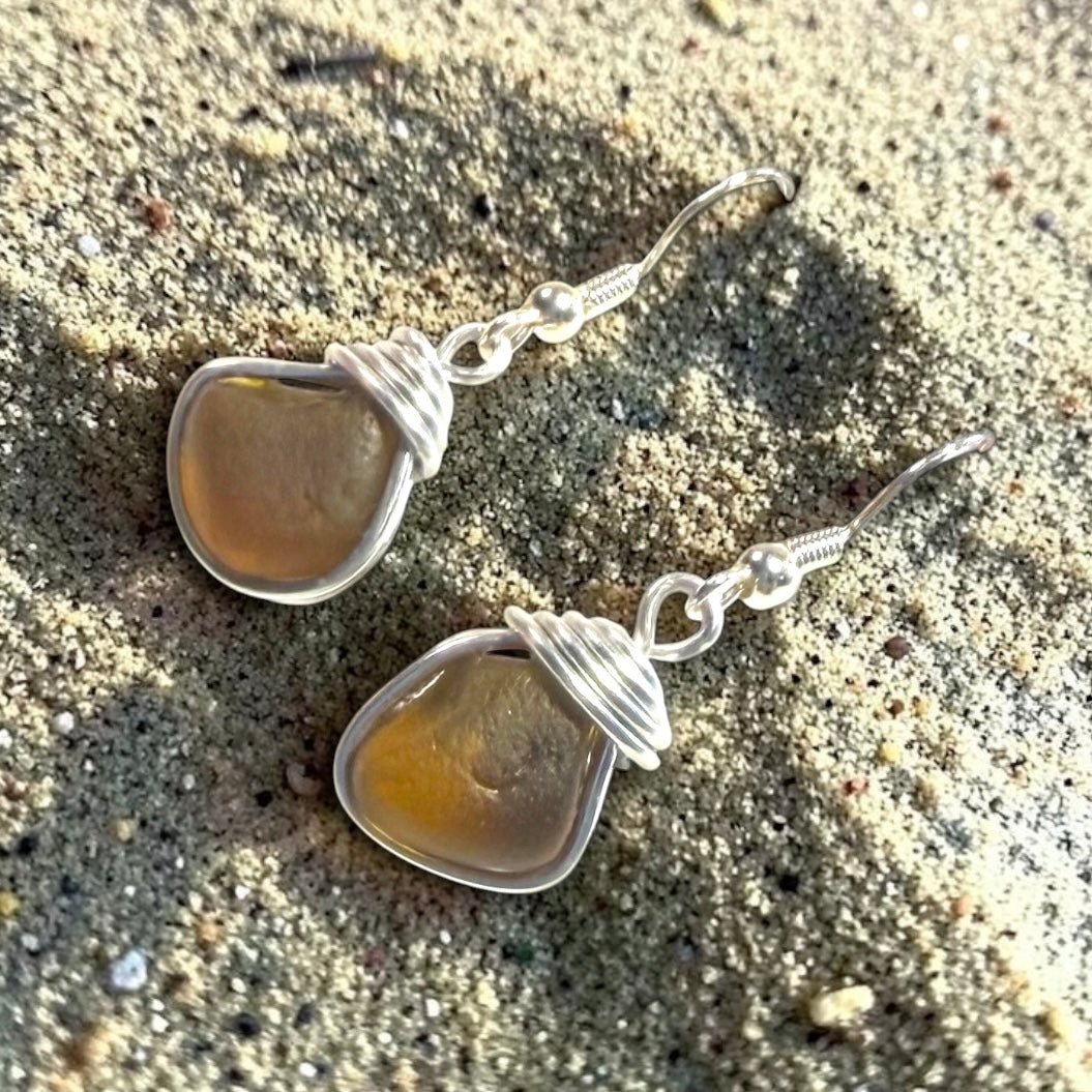 Amber Seaham Sea Glass Dangly Earrings
