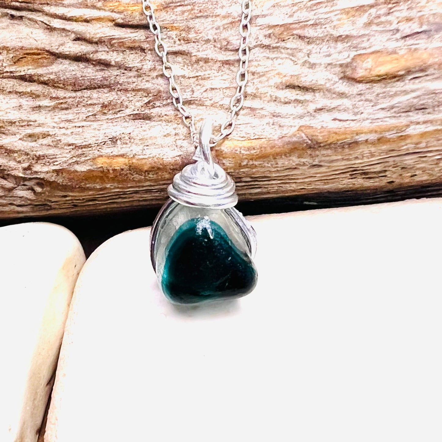 Turquoise Seaham Sea Glass Multi Pendant