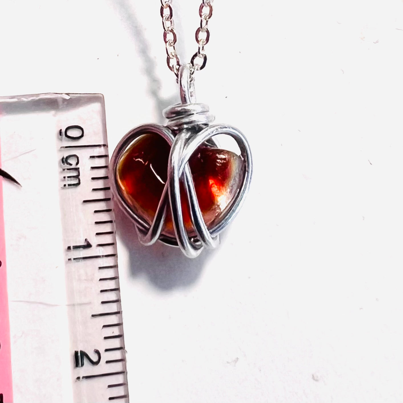 Small Rare Orange Tones Seaham Sea Glass Heart Pendant