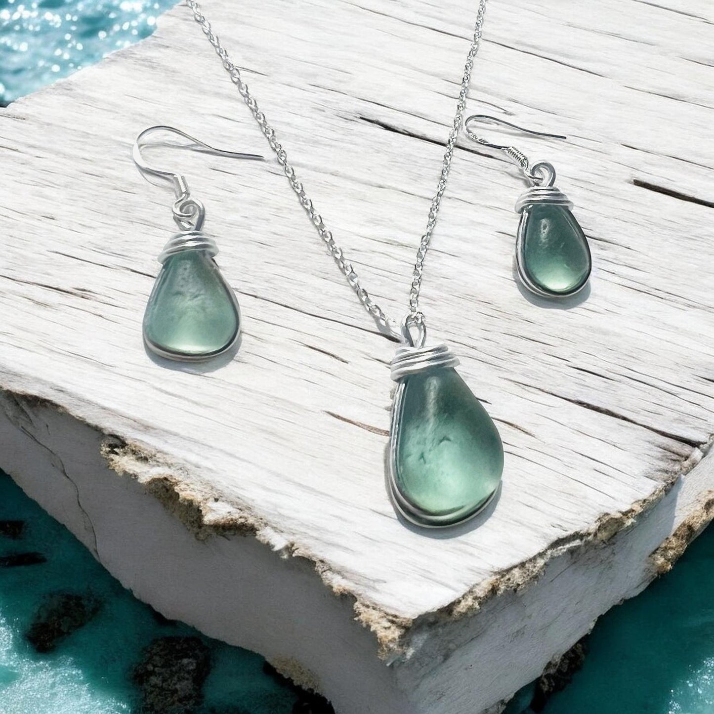 Aqua Seaham Sea Glass Jewellery Set
