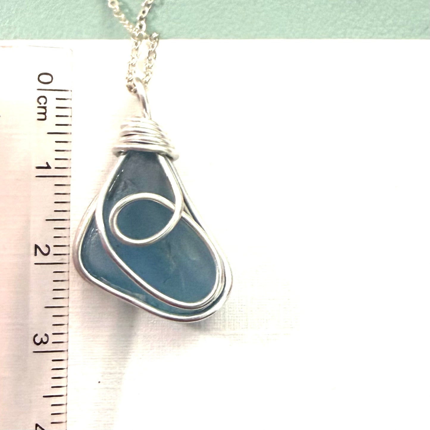 Mid Blue Seaham Sea Glass Pendant