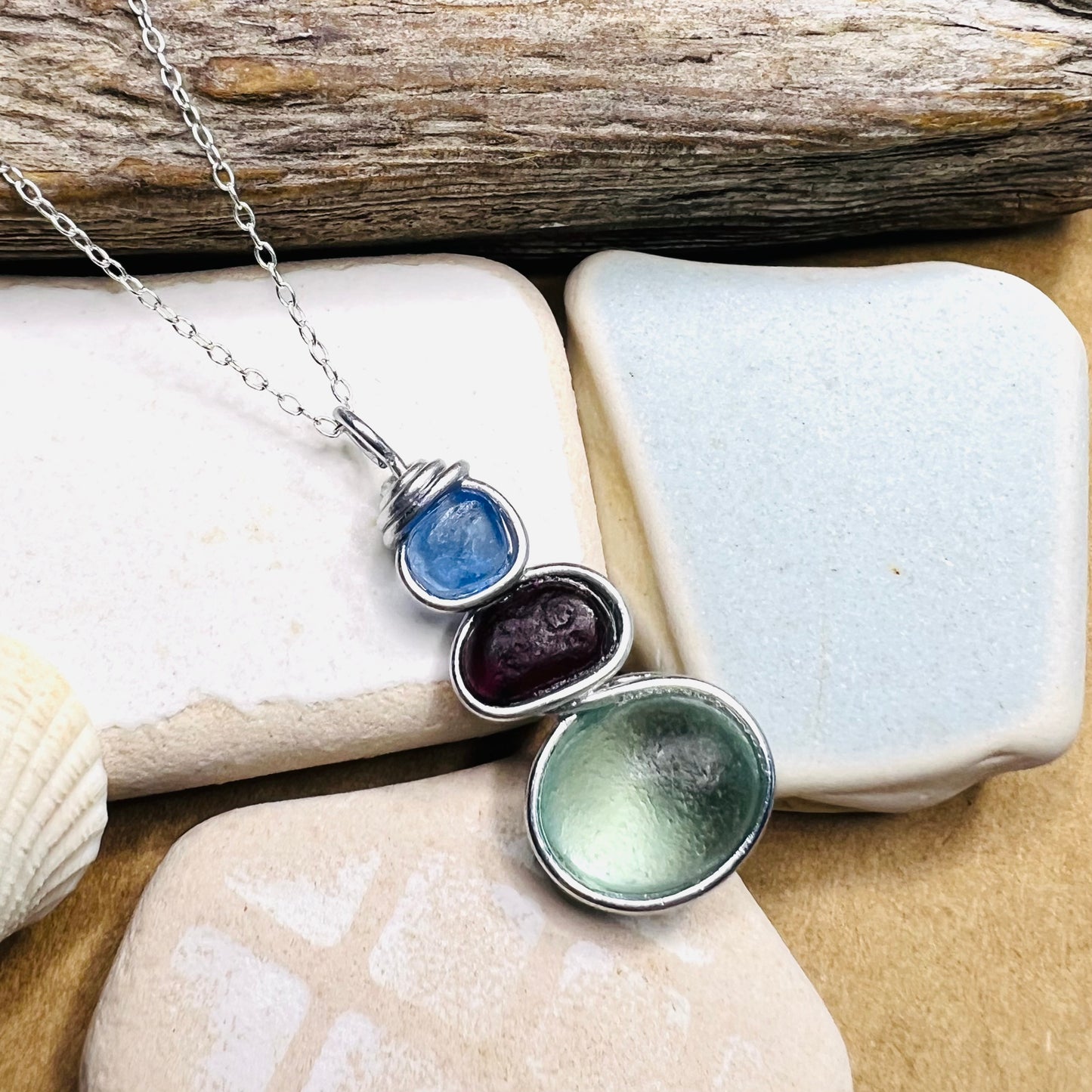 Three Piece Seaham Sea Glass Pendant