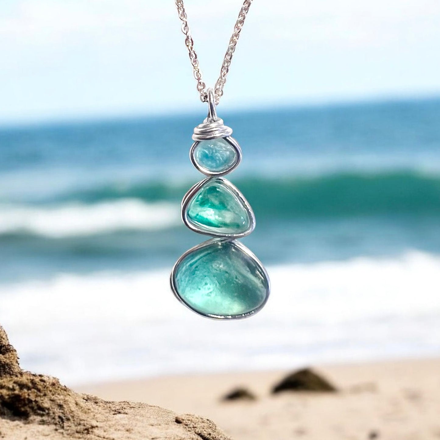 Three Piece Seaham Sea Glass Pendant