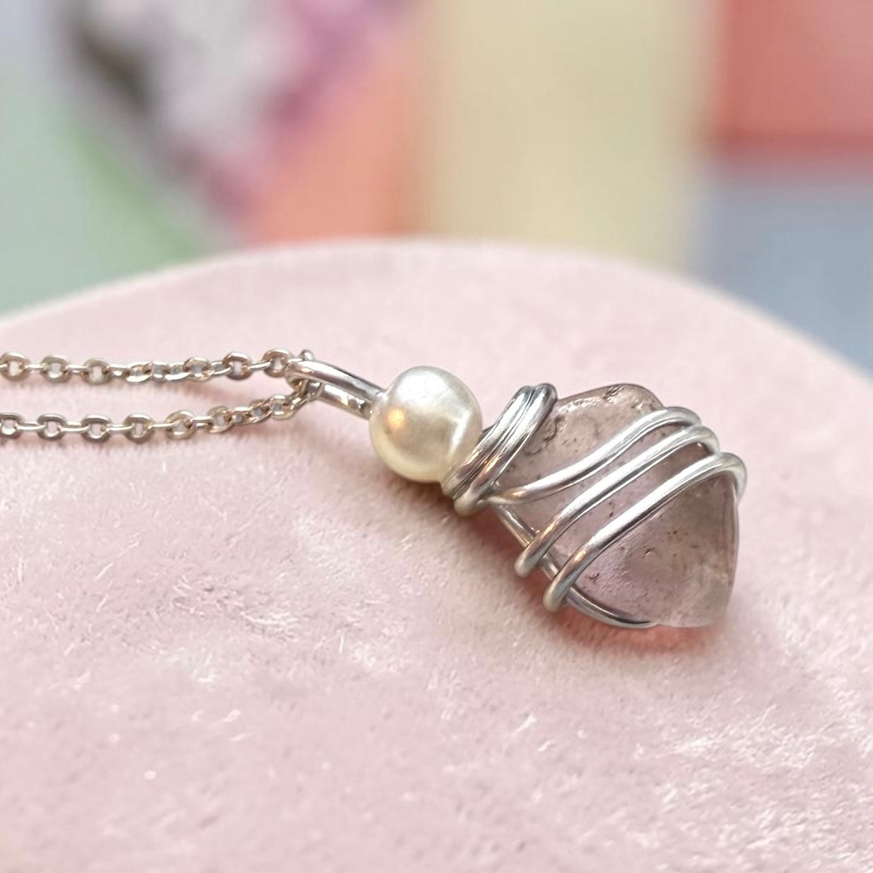 Dusky Pale Pink Seaham Sea Glass Pendant