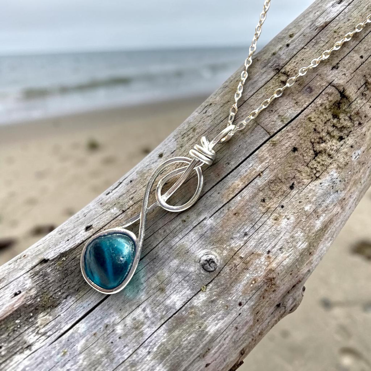 Swirly Multi Tone Seaham Sea Glass Pendant