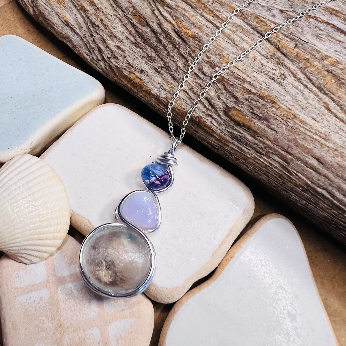 Three Piece Seaham Sea Glass Pendant
