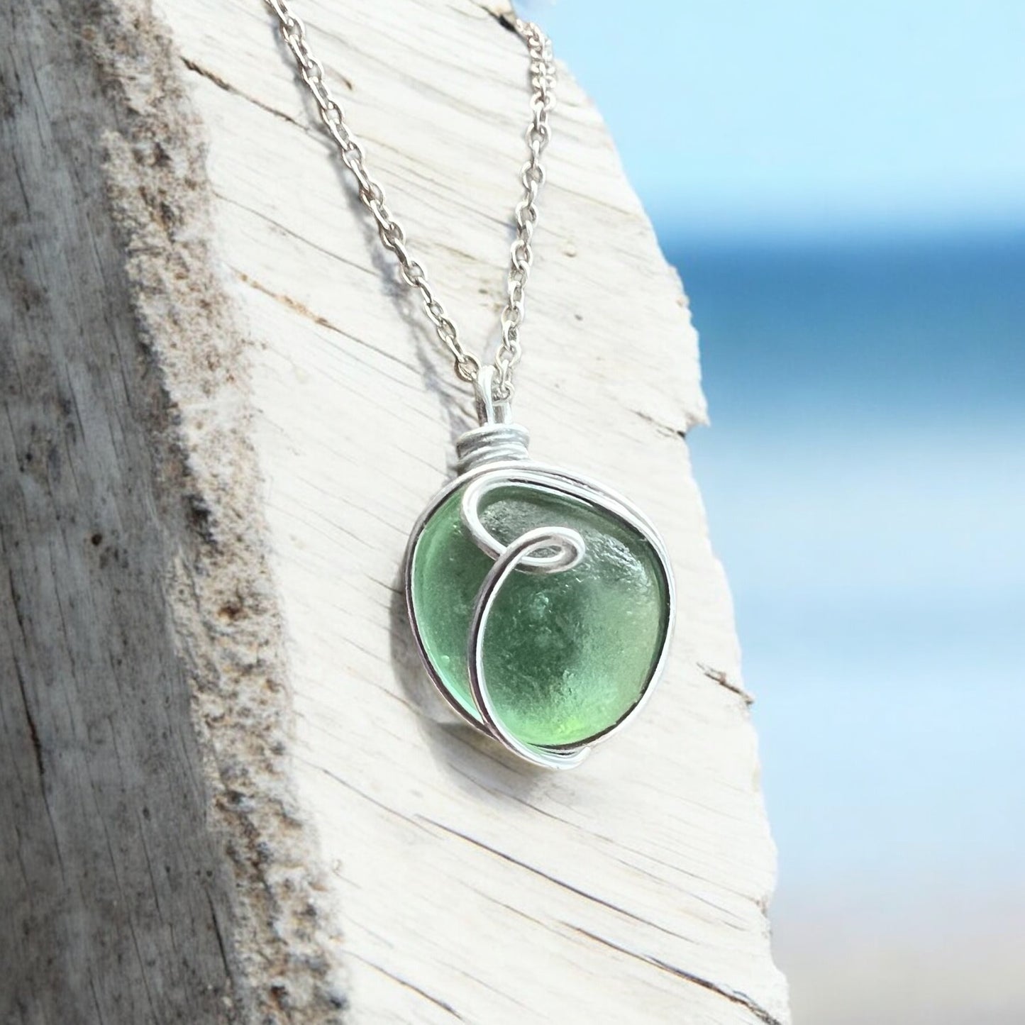 Seaham Sea Glass Aqua Bubble Pendant