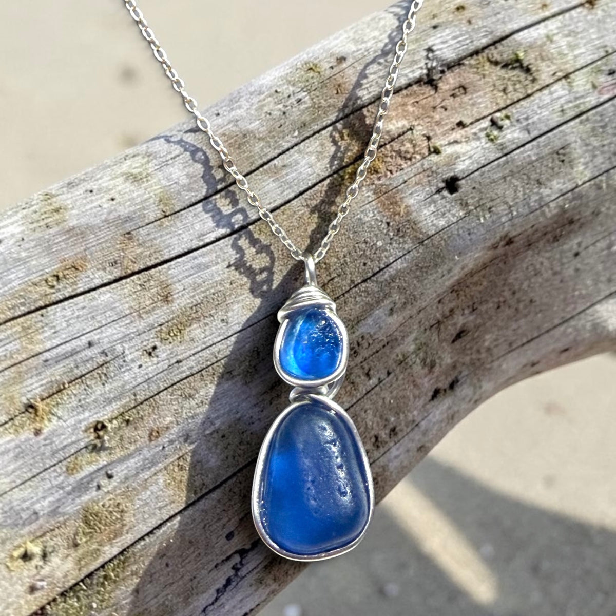 Deep Blue Seaham Sea Glass Pendant