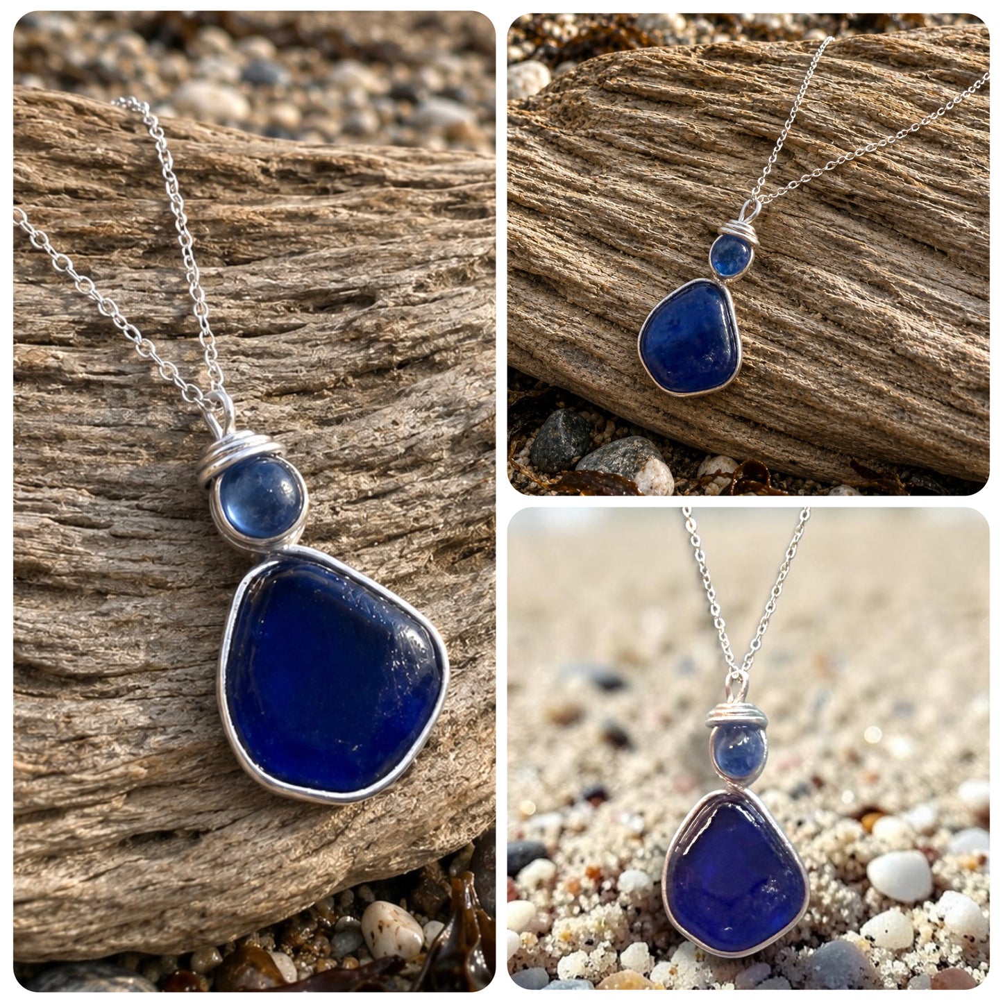 Blue Seaham Sea Glass Pendant