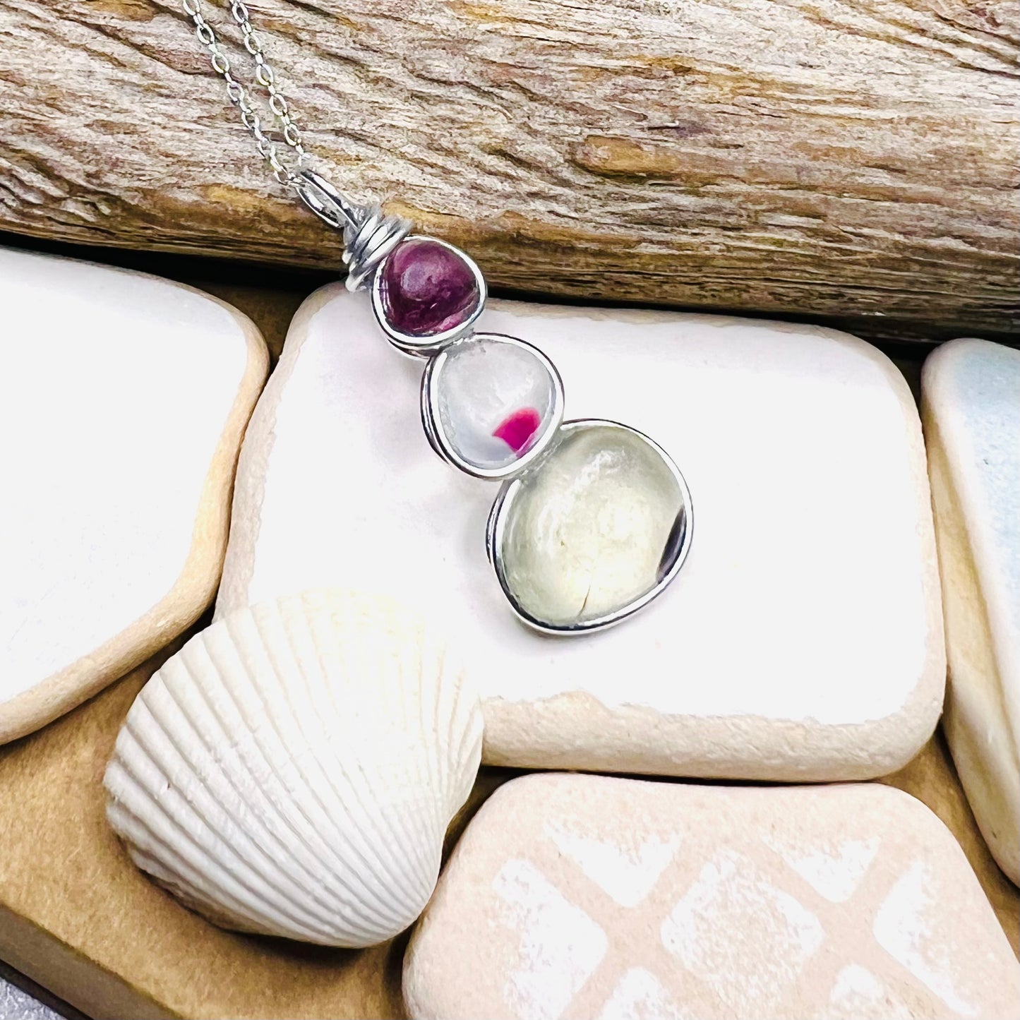 Three Piece Seaham Sea Glass Pendant