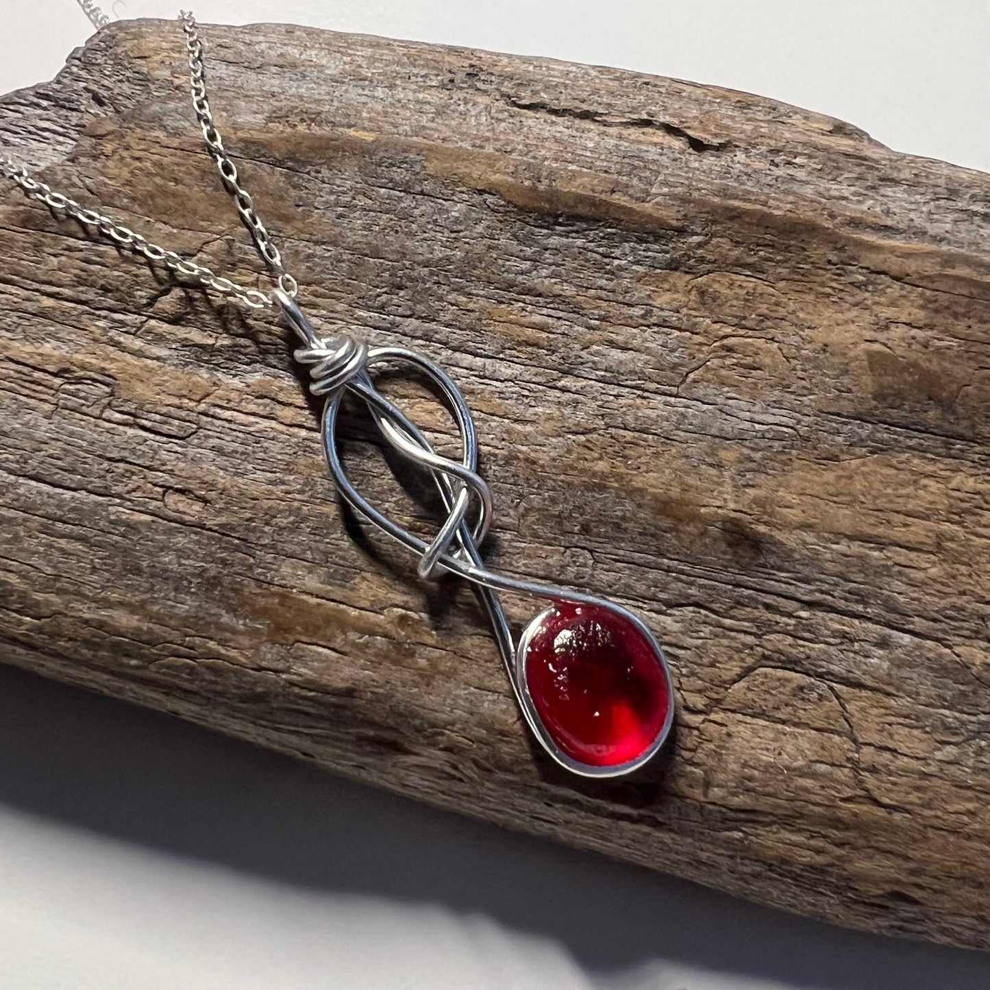 Rare Red Seaham Sea Glass Pendant