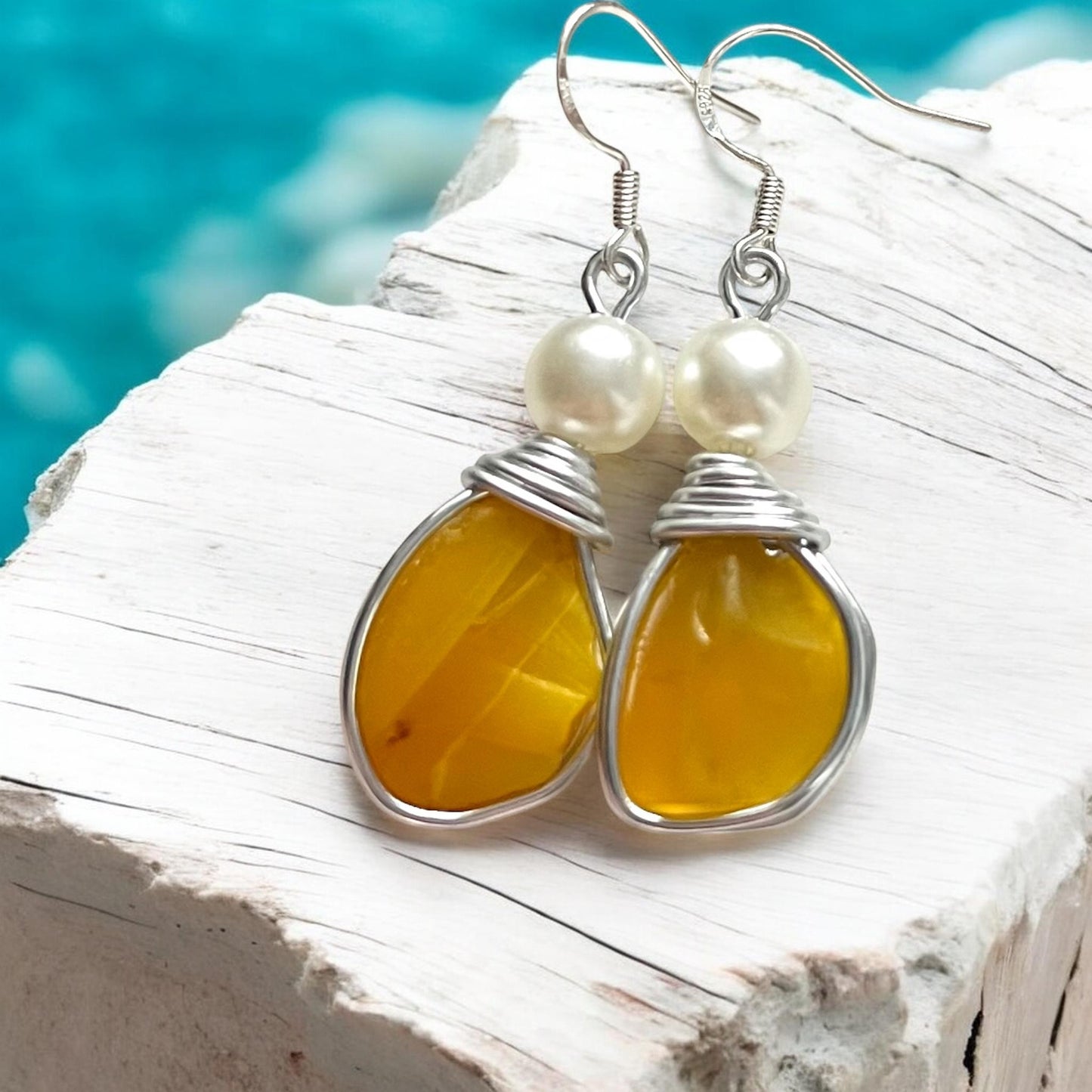Rare Canary Yellow Sea Glass Earrings