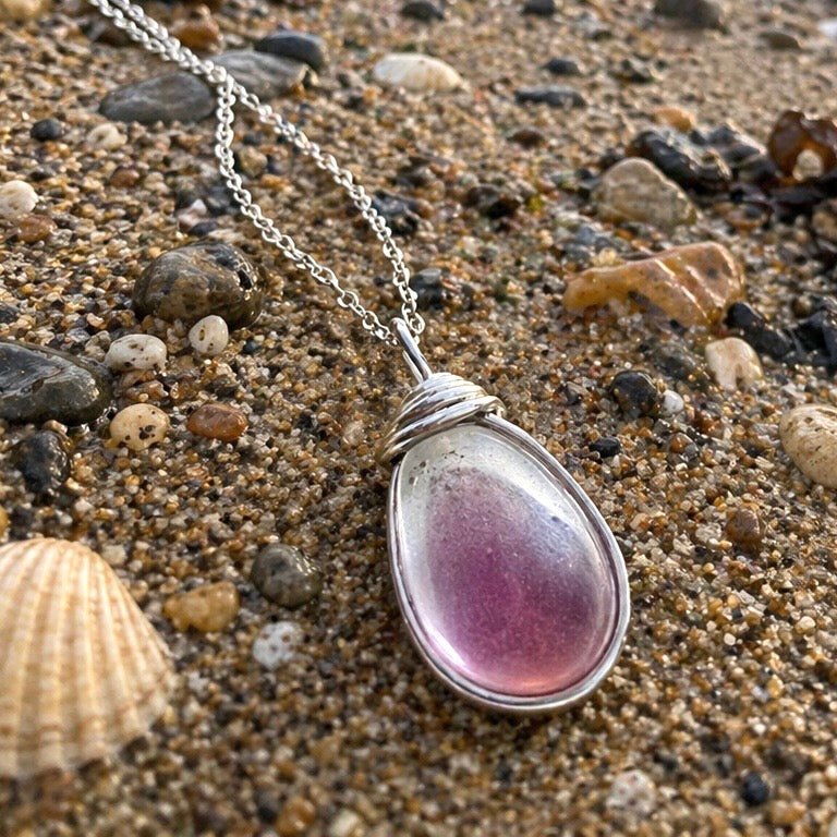 Rare Mauve Purple/Pink tone of Seaham Sea Glass Multi Pendant