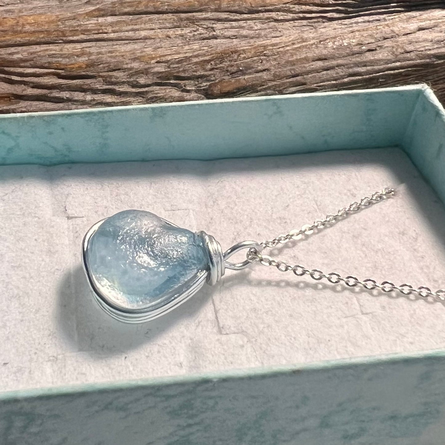 Chunky Pale Blue Seaham Sea Glass Pendant
