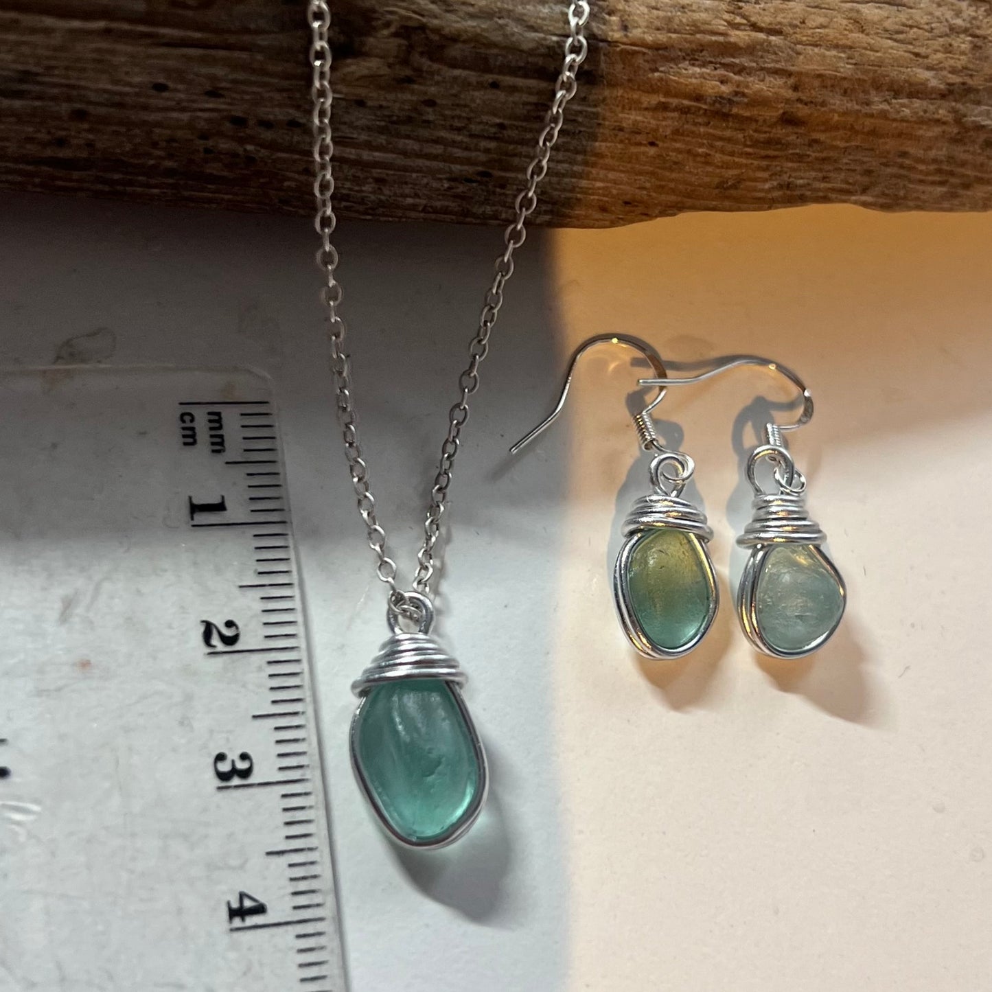 Aqua Seaham Sea Glass Jewellery Set loop
